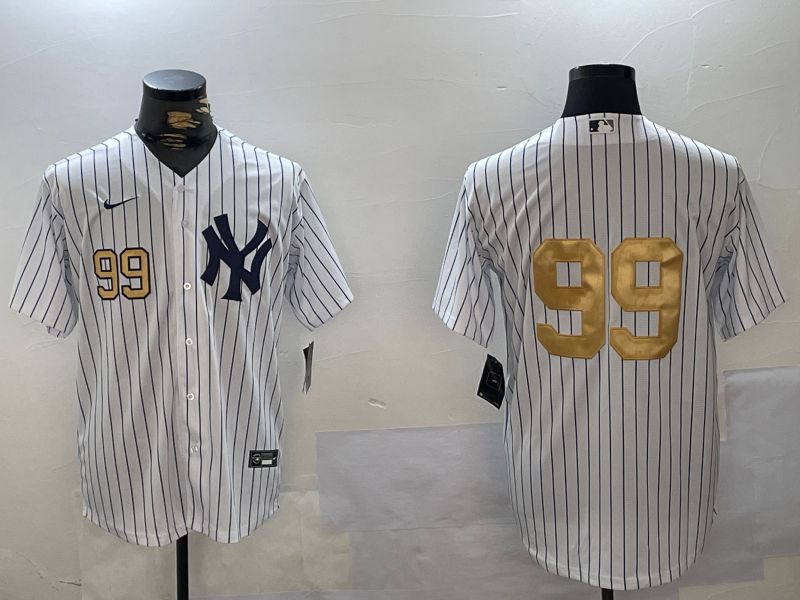 Men New York Yankees #99 Judge White Stripe Fashion Nike 2024 MLB Jersey style 10